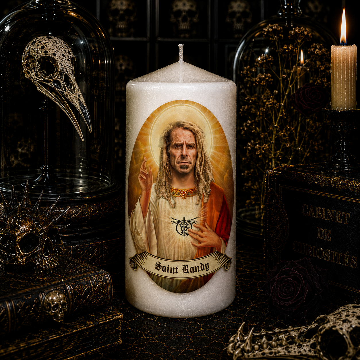 Saint Randy Blythe handmade candle